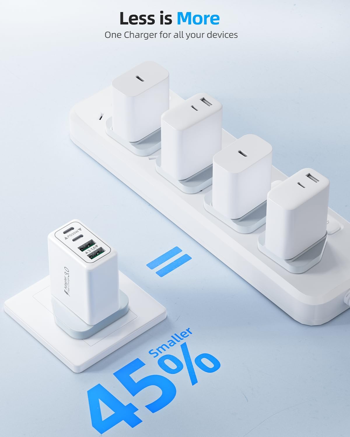 40W 4-Port Fast Charger Plug UK - Image 2