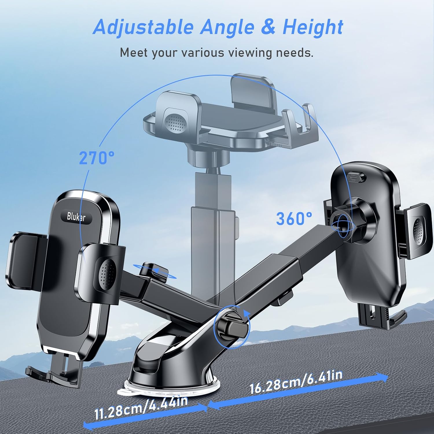 Adjustable Car Phone Mount Cradle 360° Rotation - Image 3