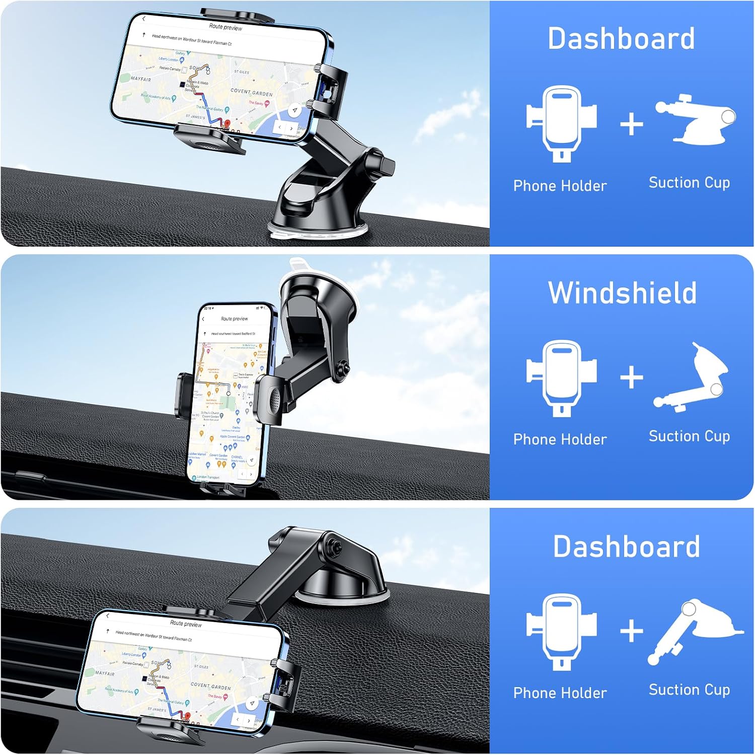 Adjustable Car Phone Mount Cradle 360° Rotation - Image 4